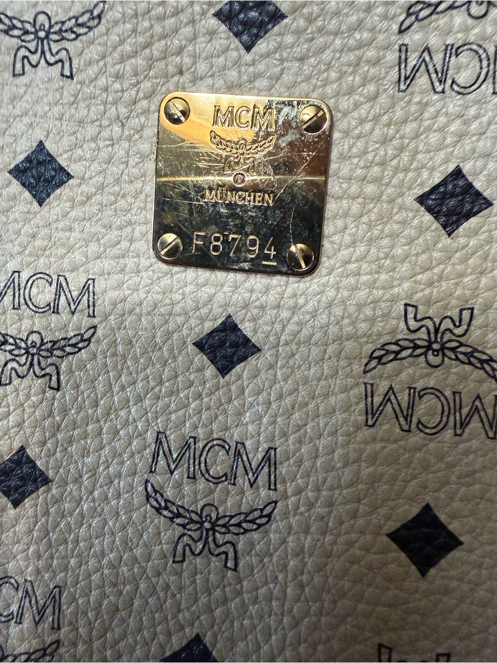 MCM Visetos Cream Monogram Large Tote Bag Gold Hardware - Picture 2 of 12